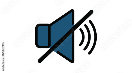 Mute speaker icon isolated on white background with thick lines