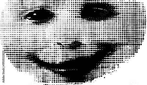 Urban graffiti smiley face with drip effect in black and white halftone