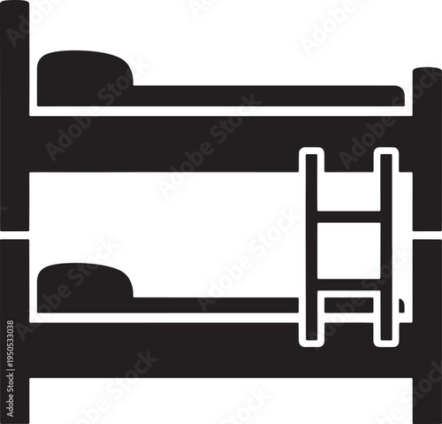 Bunk beds with ladder and two mattresses for sleeping arrangements