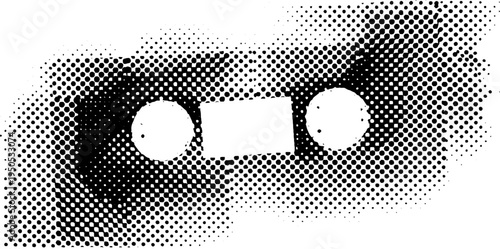 Vintage urban cassette tape graffiti in black and white halftone for retro design