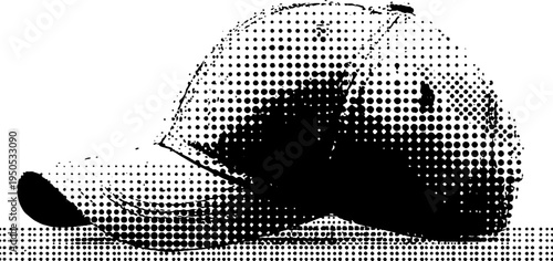 Urban style baseball cap in black and white halftone design for fashion illustrations