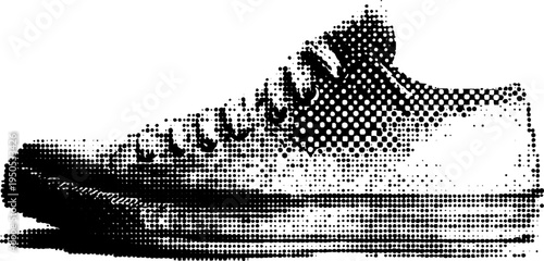 Black and white halftone sneaker street art concept for urban design