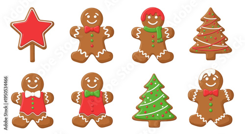 Christmas Gingerbread Cookies Assortment: Trees, Men, Star - Festive Baking