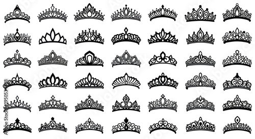 Collection of Black and White Crown Silhouettes