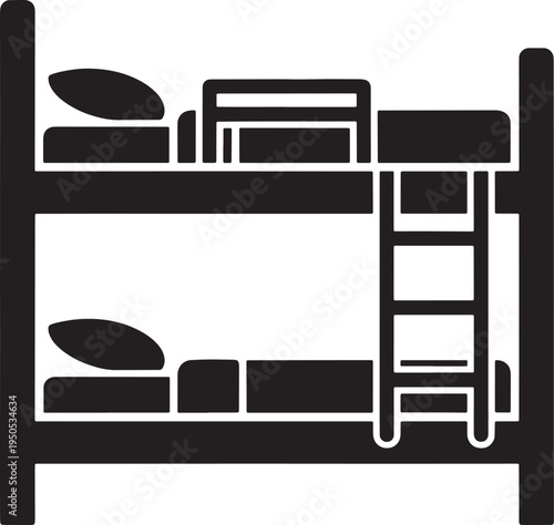 Bunk beds with ladder and two sleeping levels  furniture icon