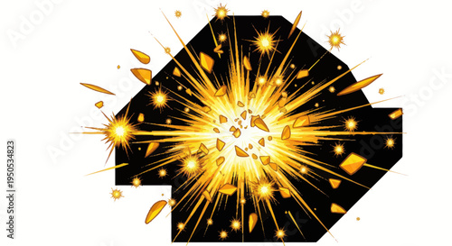 Golden Explosion Bursting with Light and Debris