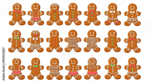 Gingerbread Men Cookies Assortment - Christmas Holiday Baking