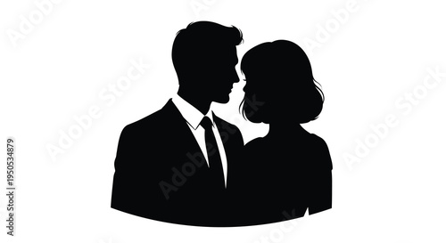 A striking black silhouette depicts a couple intimately facing each other suggestive of romance and connection high quality professional