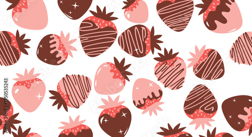 Sweet Strawberry Pattern: Chocolate Dipped Fruit Background