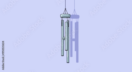 Minimalist Wind Chime Illustration with Gentle Shadow Effect