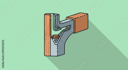 Detailed isometric illustration of a wood joint with a fastener.