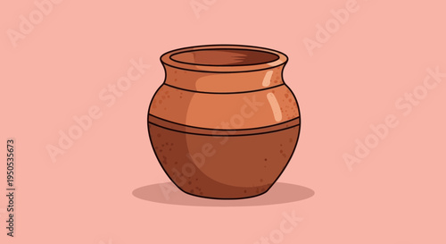Simple cartoon illustration of a traditional clay pot.