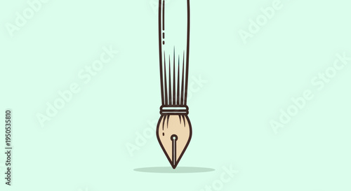 Minimalist fountain pen illustration with light blue background