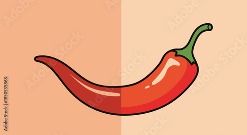 Illustration of a red chili pepper on a split background