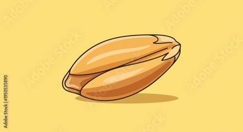A single cartoon wheat grain illustration on a yellow background.