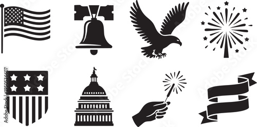 American Independence Day Celebration Icon Set