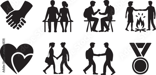 International Friendship Day Celebration Icon Set