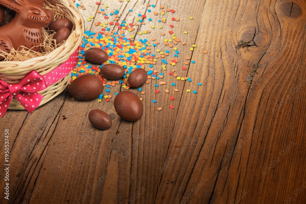 Fototapeta premium Small tasty sweet Chocolate eggs Easter sweet.