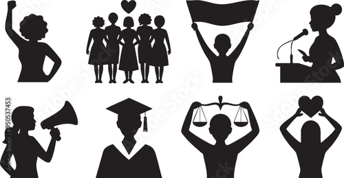 Women Empowerment Equality Icon Set