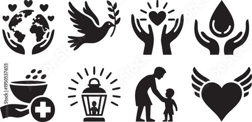 International Charity Support Symbol Set