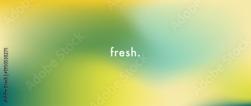 Vibrant yellow green gradient background with juicy fresh colors. Smooth blur transitions. Bright abstract backdrop, text Fresh for organic branding, healthy lifestyle, summer banners, modern design