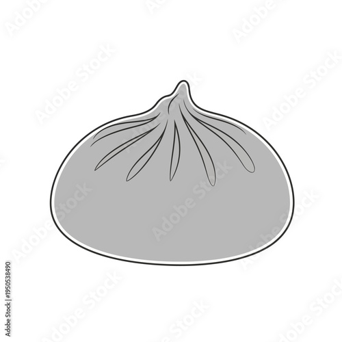 A simple, stylized illustration of a single, plump steamed bun with delicate pleats at the top.