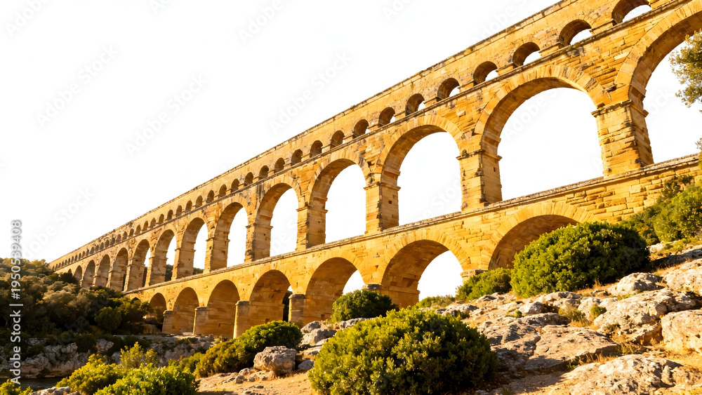Obraz premium Ancient stone aqueduct with arches