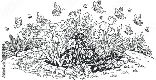 Adobe Illustrator Artwork Flower garden clip art