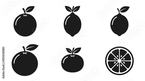 A variety of citrus fruits including oranges, lemons, and a sliced lime on a white background