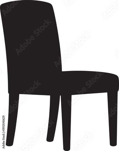 Solid black chair with four legs and curved backrest silhouette