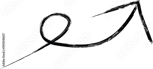 hand drawn arrow pointing up with swirl