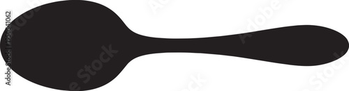 Black minimalist spoon silhouette icon for kitchen and dining cutlery equipment