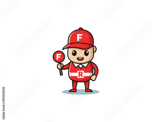 Referee, Subject: Cartoon Character, Location: Sports Venue, Content Type: Illustration, Environment: Vibrant, Viewpoint: Front, Concept: Play