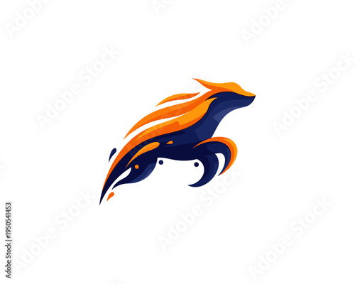 Dynamic Animal Logo Design Featuring a Stylized Fox in Motion for Branding Purposes