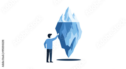 business professional analyzing downward financial trend with magnifying glass vector illustration