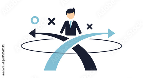 business professional choosing direction decision making flat design vector illustration
