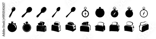 Bomb Silhouette and Explosion Icon Collection Set - Black silhouettes of cartoon style bombs, timers, and explosive icons arranged as a graphic set for danger symbols, games, or warning visuals.