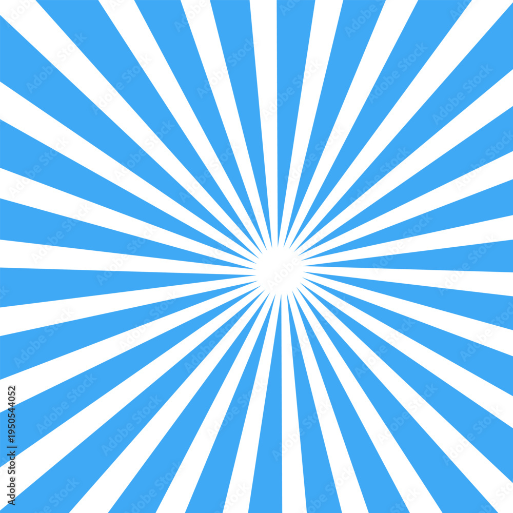 Obraz premium A bright blue and white sunburst pattern radiating from the center of this simple graphic design