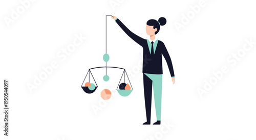 businesswoman balancing work and life priorities flat design vector illustration