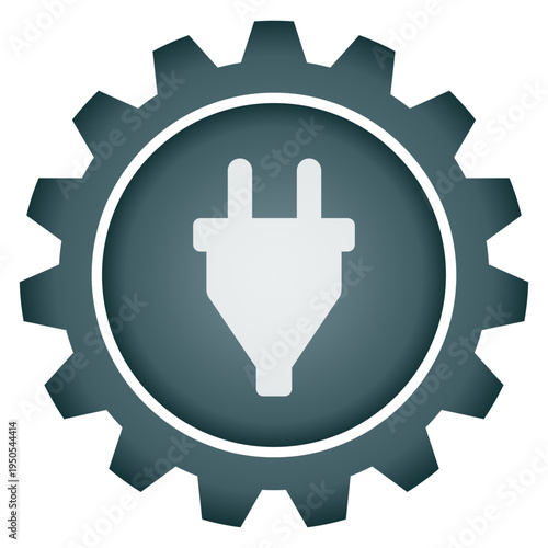 Electric plug settings gear icon vector png power energy supply symbol connector button industrial configuration design