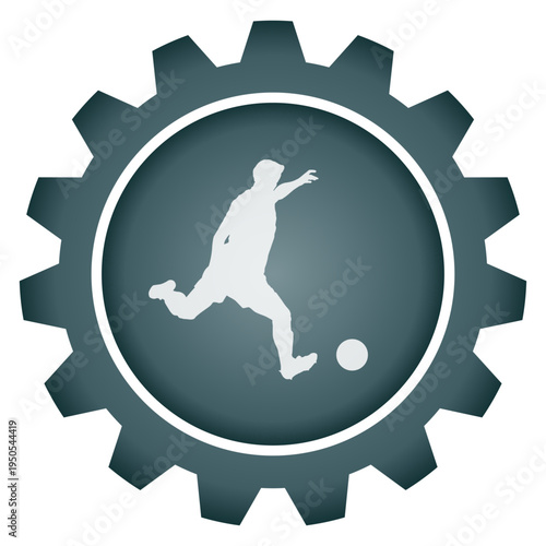 Soccer player settings gear icon vector png football athlete sport symbol motion button industrial configuration design