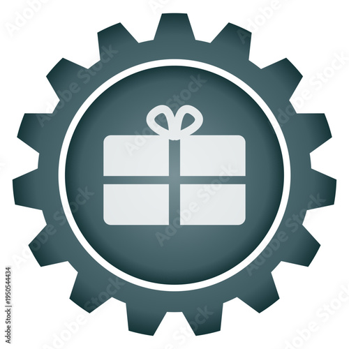 Gift box settings gear icon vector png present surprise holiday symbol reward button industrial configuration design