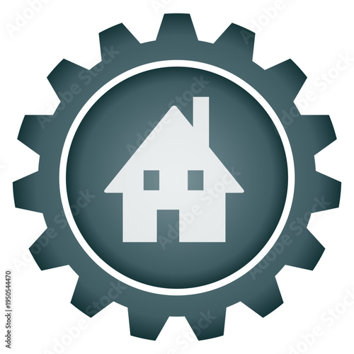 Home house settings gear icon vector png real estate property symbol building button industrial configuration design
