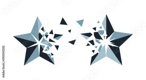 snowflake geometric crystal shapes breaking apart abstract winter vector illustration