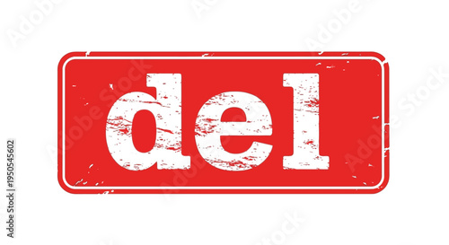 A red rectangular stamp displays the word del in bold white lettering suggesting deletion or removal high quality professional