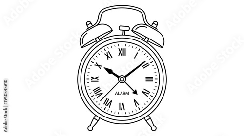 Black and white classic alarm clock.
