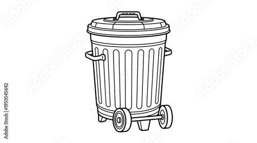 Wheeled Trash Can With Lid.