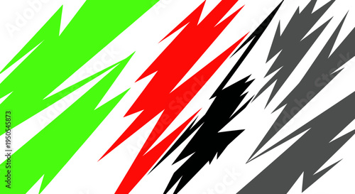 Abstract Geometric Lightning Bolt Shapes in Vibrant Colors