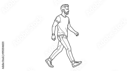 Man walking in casual clothes outdoors.