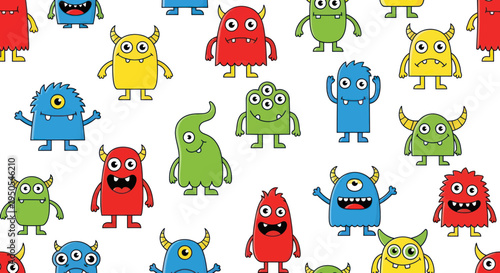 Cute Cartoon Monsters Pattern - Colorful, Whimsical Creatures